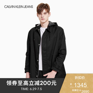 CK JEANS 2020春夏款 男装连帽休闲单夹克J314087 BAE-黑色 M