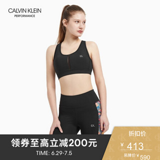 CK PERFORMANCE 2020春夏款 女装 中度支撑健身运动内衣 4WS0K125 007-黑色 L