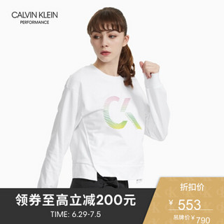 CK PERFORMANCE 2020春夏款女装 彩虹Logo长袖短款卫衣4WS0W308 100-白色 S