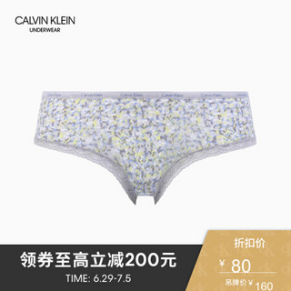 CK UNDERWEAR经典款 女士Logo花边三角性感内裤 D3448 WAP-灰底印花 S