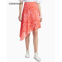 CALVIN KLEIN/CK 2020春夏款女装 乔其纱不对称半身裙W31935T273 610-橘色 36