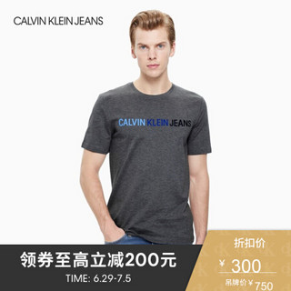 CKJEANS 男装 纯棉圆领时尚印花透气短袖T恤J313260 039灰色 M