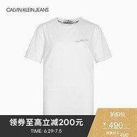 CK JEANS 2020春夏款女装 圆领短袖纯棉T恤J214837 YAF-白色 XS