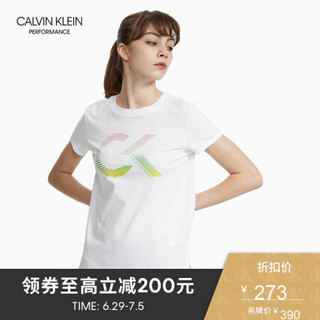 CK PERFORMANCE 2020春夏款女装 彩虹Logo圆领短袖T恤4WS0K150 100-白色 M