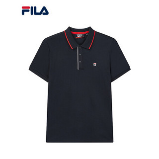 FILA 斐乐官方男子短袖POLO2020春季新款运动商务针织短袖T恤衫男 传奇蓝-NV 175/96A/L