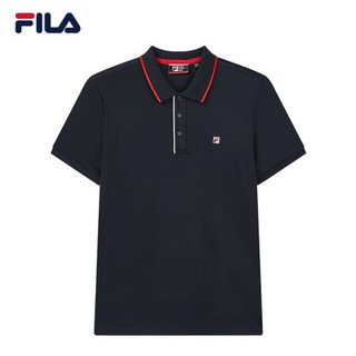 FILA 斐乐官方男子短袖POLO2020春季新款运动商务针织短袖T恤衫男 传奇蓝-NV 175/96A/L