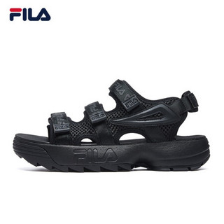 FILA（斐乐）官方男运动凉鞋软底轻便魔术贴2020夏季新款休闲鞋沙滩鞋 黑-BK 42