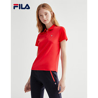 FILA 斐乐官方女子短袖POLO衫2020夏季新款简约运动短袖POLO女（实物以平铺图为准） 传奇红-RD 175/92A/XL