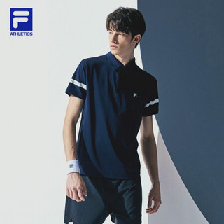 FILA ATHLETICS 斐乐男子针织短袖POLO2020夏季新款运动短袖衫男 RD宝蓝-NV 180/100A/XL