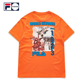 FILA FUSION x Staple 斐乐 男子短袖T恤 2020夏季新款潮牌联名款 深橘紅-OR 165/88A/S