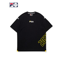 FILA FUSION 斐乐男子短袖T恤2020夏季新款潮牌防晒透气半袖服 深黑-BK（宽松版型，建议拍小一码） 165/88A/S