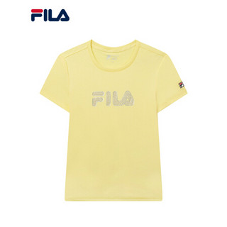 FILA 斐乐官方 女子短袖T恤2020年夏季新款丝柔棉基础休闲服半袖 浅黄-YE 160/80A/S