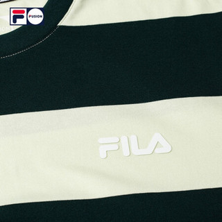 FILA FUSION 斐乐 艺术家联名奥运系列  2020夏秋潮牌情侣条纹T恤 匀深墨绿-DG（宽松版型，建议拍小一码） 170/92A/M