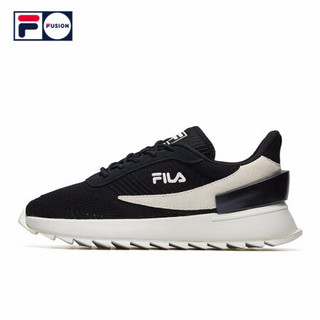 FILA FUSION 斐乐官方 男子时尚球鞋2020夏季新品透气轻便休闲鞋慢跑鞋 黑色/微黄-BT 40