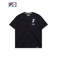 FILA FUSION 斐乐 艺术家联名奥运系列  2020夏秋潮牌情侣短袖T恤 深黑-BK 175/96A/L