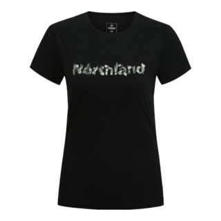 诺诗兰2020春夏户外女式短袖T恤休闲旅行棉运动打底衫 GL092X12 纯黑色 175