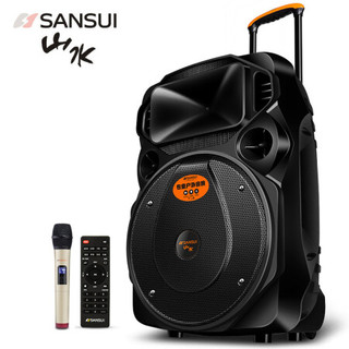 SANSUI 山水 A15-66 15英寸广场舞音响 便携式户外音响大功率移动蓝牙户外舞台音响音箱 豪华版（拉杆音箱+1个话筒+1个遥控器）
