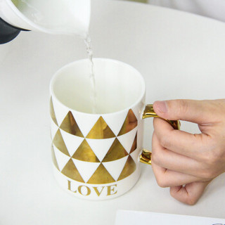 YUNT 创意几何图案马克杯居家办公情侣咖啡杯 陶瓷个性早餐牛奶水杯 美韵杯