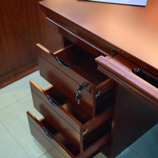 好事达易美 办公桌 实木班台  单人中式电脑桌子 带锁职员桌1.6米