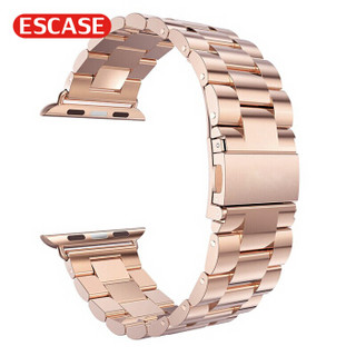 ESCASE 苹果手表表带 iwatch5金属表链表带适用apple iwatch1/2/3/4代男女通用38/40mm送表带调节器S04香槟金