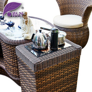 紫叶（ziye） 别墅茶桌椅组合 现代简约客厅功夫茶家具花园休闲座椅 5【椅】+1【茶台】