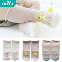 欧育婴儿袜子春秋新生儿袜子0-3-12个月宝宝中长筒松口婴儿袜B1010 水果3双装S