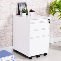 中伟活动柜钢制桌下柜挂劳柜三抽柜文件柜资料柜白色款
