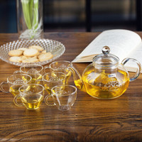 奇高茶具套装 玻璃茶壶套装7件套(1茶壶6茶杯)隔热玻璃礼盒装红茶茶具套装 CK-001LD