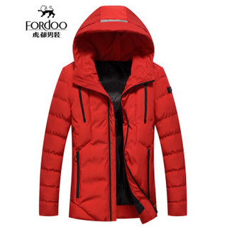 虎都 FORDOO 棉服男2019秋冬保暖御寒防风修身显瘦青春潮流简约时尚外套 VA2AH18781511  红色 185/3XL