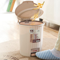 顺美 垃圾桶干湿分类11L欧式圆形双开盖手按脚踏弹盖卫生桶 SM-2610
