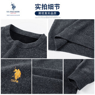 U.S.POLO ASSN. 羊毛衫 2019秋季新品毛衣园领纯色针织衫商务休闲打底衫保暖套头男装 6194115112 藏青色 56