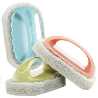 BEKAHOS 百家好世 带手柄海绵清洁刷 浴缸刷地板刷瓷砖多功能通用百洁刷子 颜色随机3个装