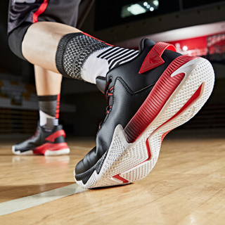 乔丹 篮球鞋男鞋高帮实战革面球鞋耐磨缓震运动鞋 XM3590109 黑色/极光红 44