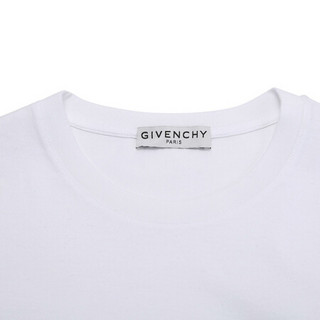 纪梵希 GIVENCHY 男士棉质圆领短袖T恤白色LOGO字母图案 BM70UY3002 100 L码