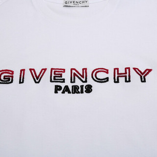 纪梵希 GIVENCHY 男士棉质圆领短袖T恤白色LOGO字母图案 BM70UY3002 100 L码