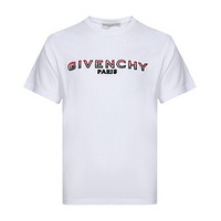 纪梵希 GIVENCHY 男士棉质圆领短袖T恤白色LOGO字母图案 BM70UY3002 100 L码