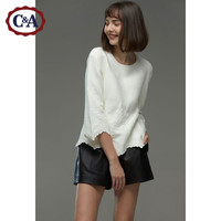 西雅衣家 C&Amp;A菠萝纹针织毛衣女 秋冬花边喇叭袖套头衫CA200197723