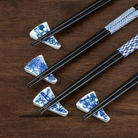 美浓烧（Mino Yaki）日式陶瓷复古家用青花个性创意釉下彩小摆件单层三角形筷架筷子架 葫芦纹