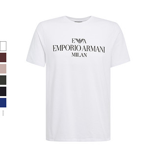 EMPORIO ARMANI/阿玛尼 白色100%棉字母印花男士短袖T恤