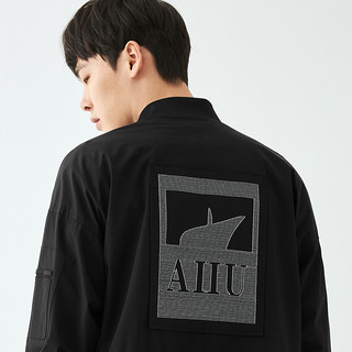 GXG男装 2019春季新款商场同款韩版男士黑色中长款棒球领风衣外套