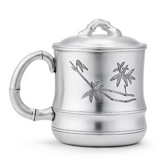 铸荣堂 银茶杯S999银水杯茶缸子马克杯商务办公杯 哑光面刻竹茶杯（约430g）