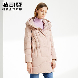 波司登女新款羽绒服大廓形连帽中长款妈妈装外套纯色B90141518DS