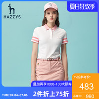 Hazzys哈吉斯短袖T恤衫夏女士2020新款修身polo打底衫白色上衣潮