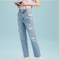 Vero Moda2020春夏新款ins风薄实时显瘦潮流破洞纯棉软牛仔裤女