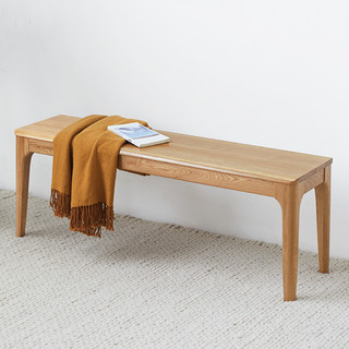 维莎日式系全实木长凳长条凳床尾凳简约北欧现代餐厅家具餐凳