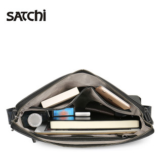 沙驰 SATCHI单肩包商务男包真皮时尚休闲头层纯牛皮耐磨耐用大容量斜挎包