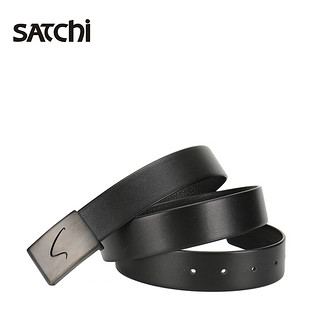 Satchi/沙驰皮带真皮 时尚男士板扣腰带头层牛皮不锈钢平滑扣裤带