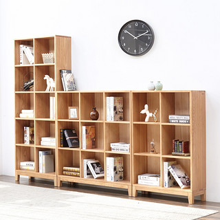 YESWOOD 源氏木语 纯实木书柜自由组合书架橡木展示柜北欧现代书房创意书橱