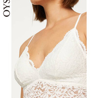 Oysho Bralette白色蕾丝全罩杯无钢圈三角文胸内衣女 30199343959