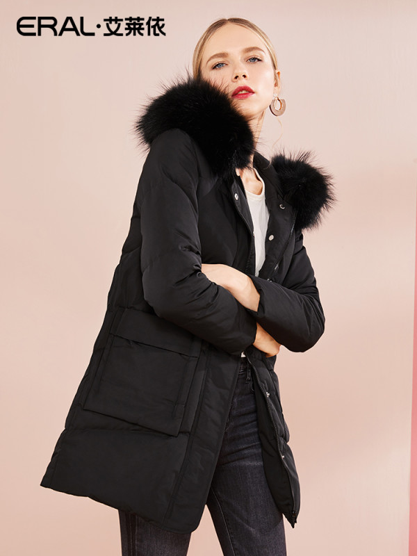 商品艾莱依2019秋冬新款羽绒服女中长款加厚617103035